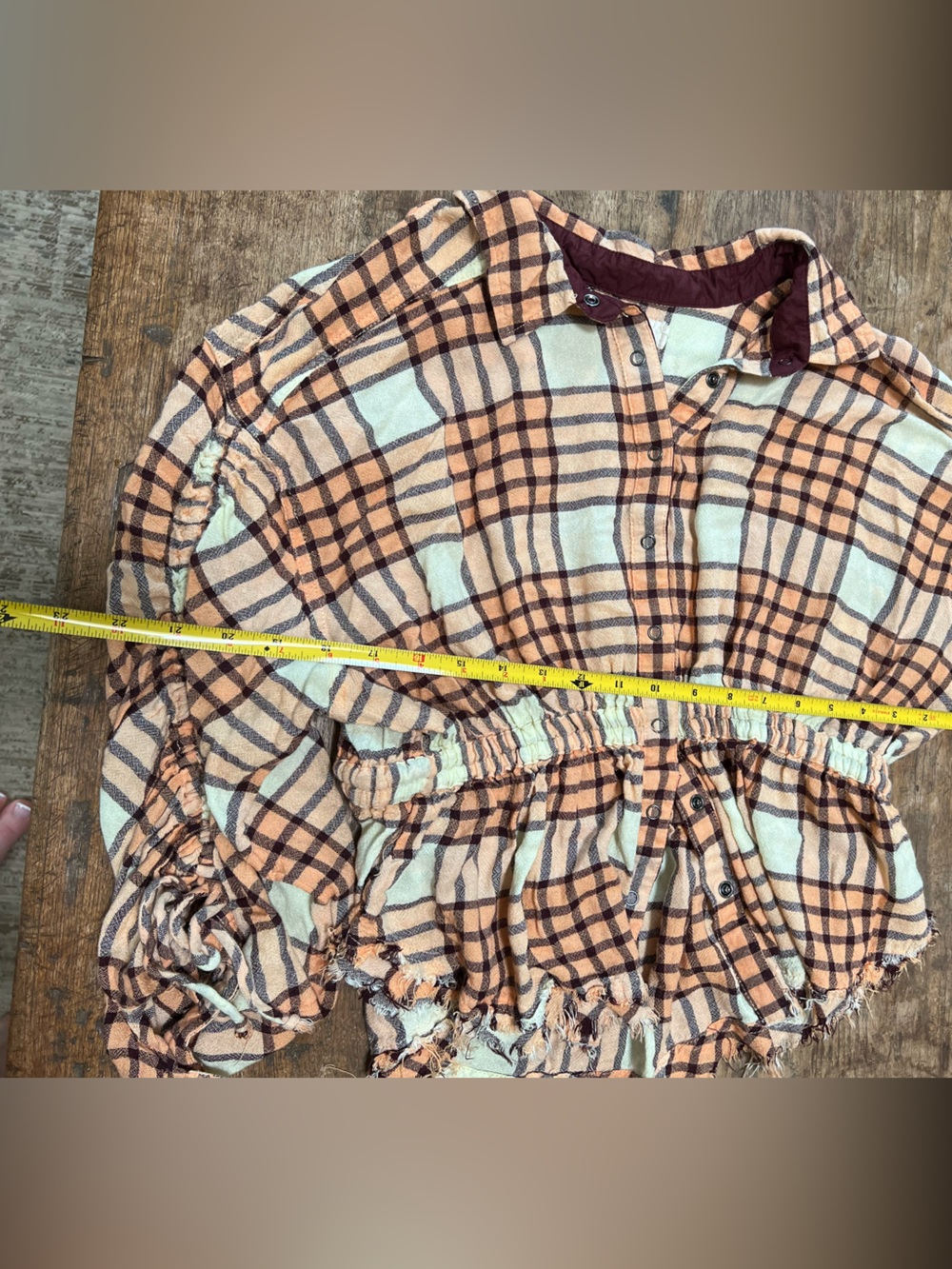 Free People Top M Plaid We the Free Pacific Dawn Drawstring Waist - Picture 6 of 9